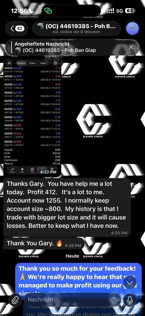 Client message about their own trading experience